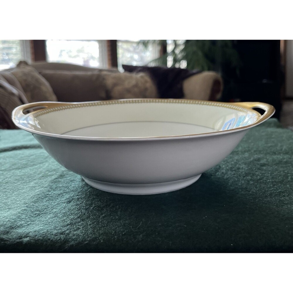 Haviland Limoges Schleiger 278 10" Round Vegetable Bowl White Cream Gold France